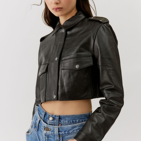 Deadwood Bella Cropped Moto Leather Jacket - Picture 3 of 8